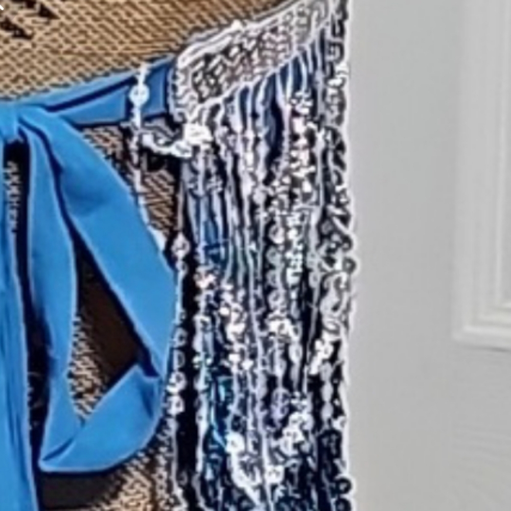 Layered Sequined Fringe Strapless Tie On Festival/Coverup/Party/Dance Top (OS) - Picture 9 of 11
